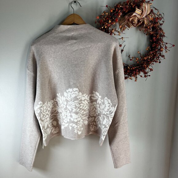 Joie Womens Soft High Neck Sweater White Botanical Print LARGE in Cream - Picture 5 of 9